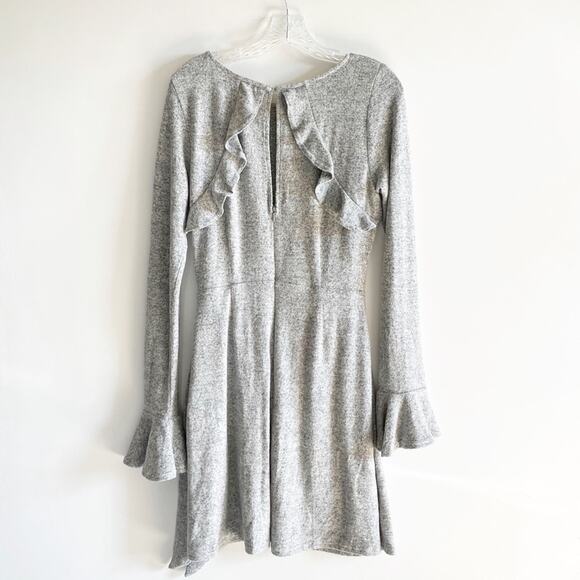 NWT Lulu’s Favorite Tune Heather Grey Faux Wrap Sweater Dress - Picture 6 of 8